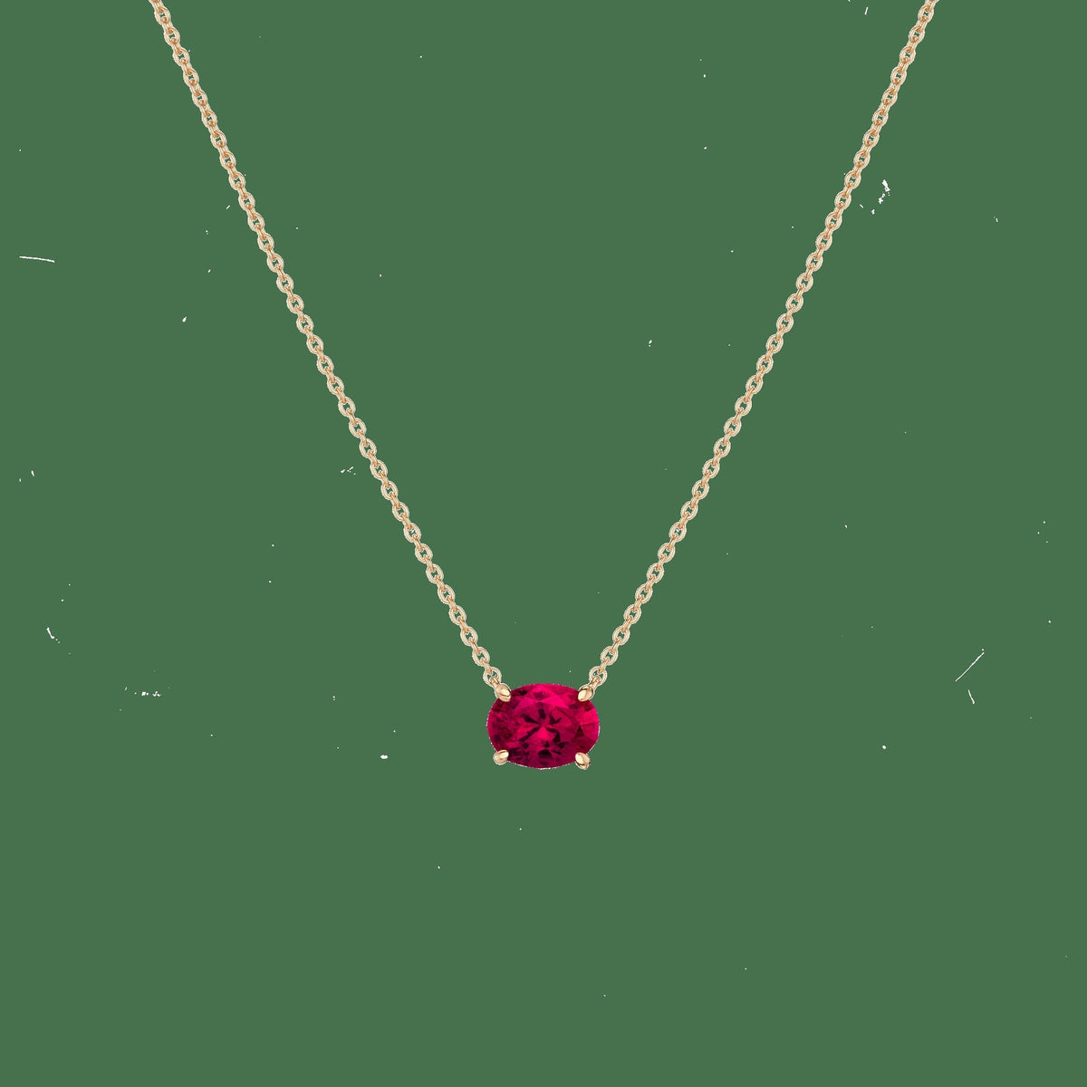 Oval Gemstone Solitaire Necklace