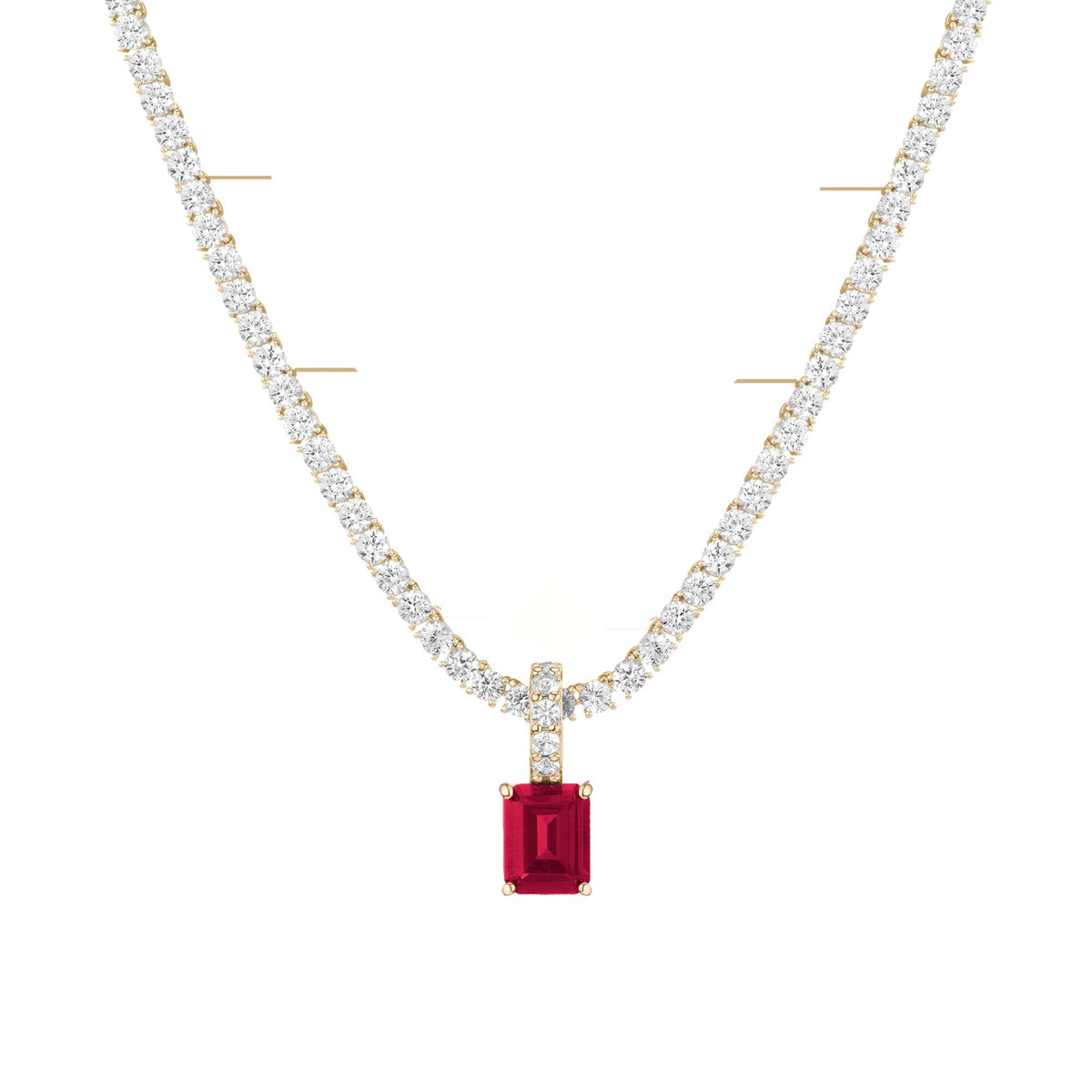 Emerald Cut Tennis Charm Pendant