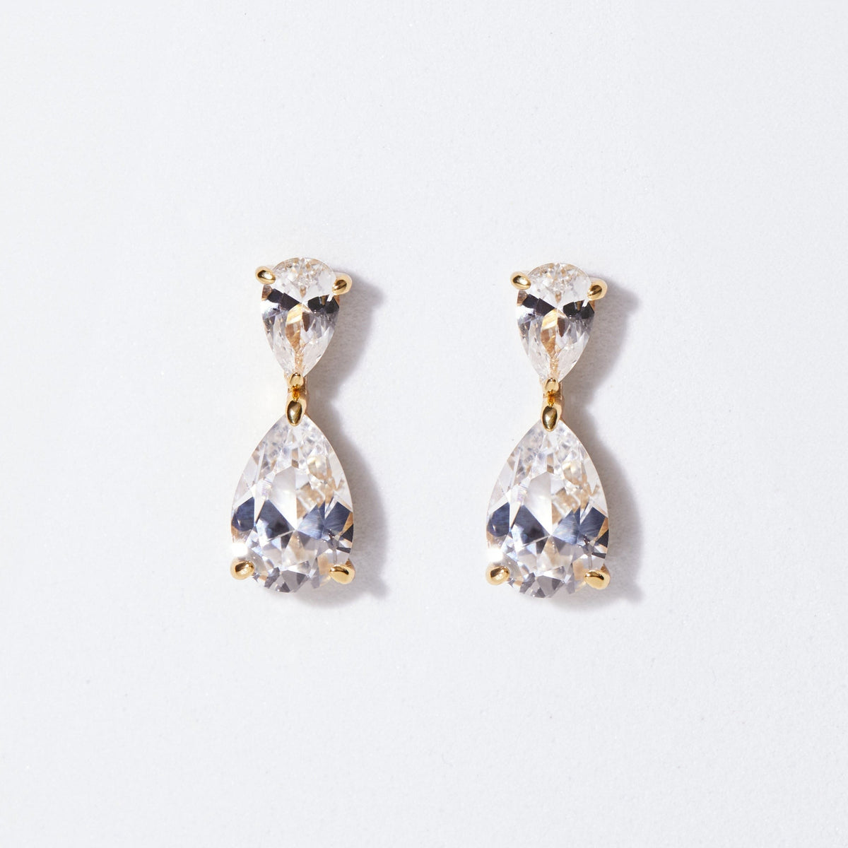 Lab Grown White Sapphire Pear Drop Earrings