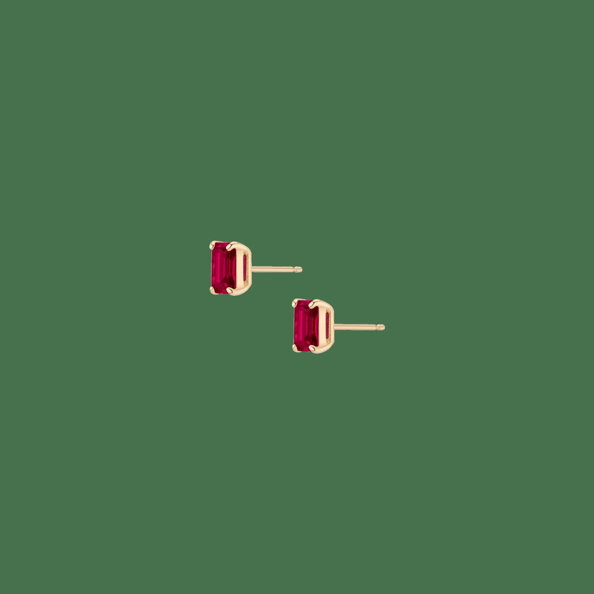 Emerald Gemstone Solitaire Stud Earrings