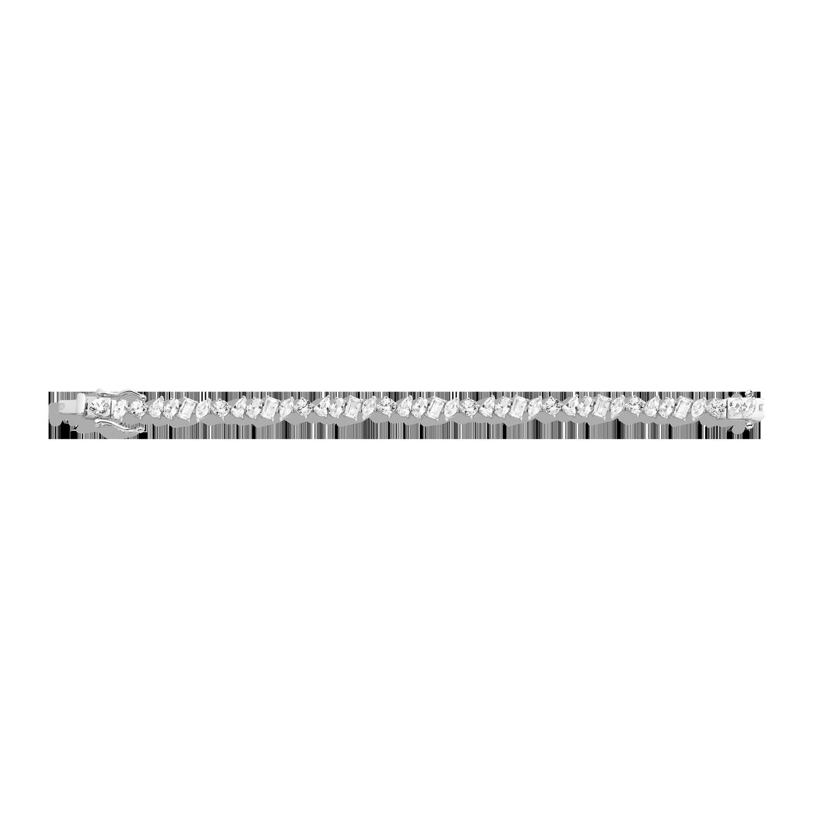 Lab Grown White Sapphire Mixed Shape Tennis Bracelet