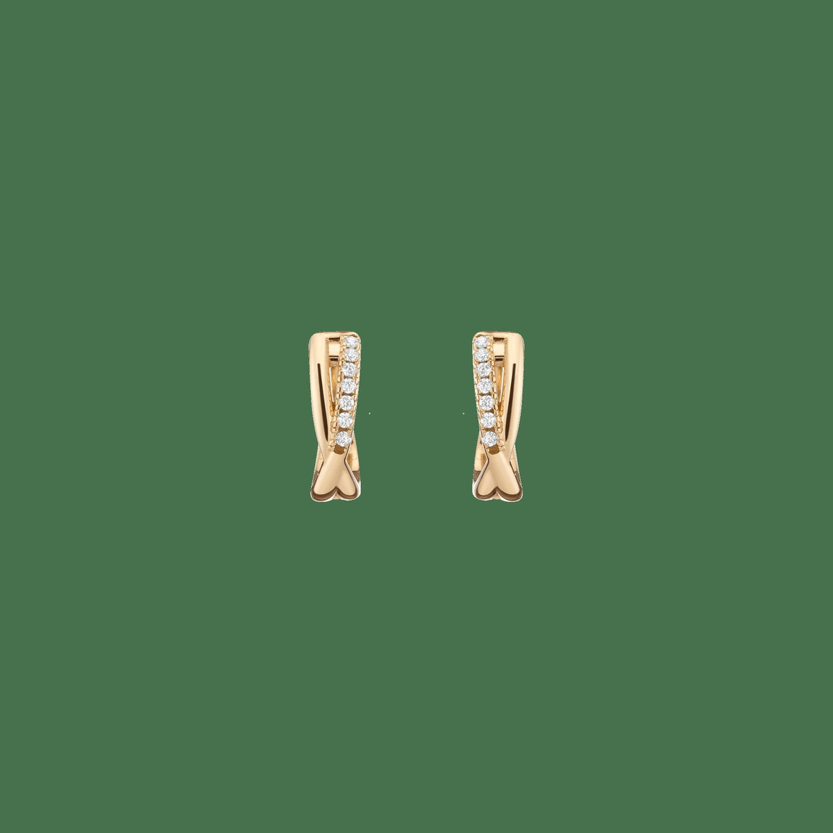 Diamond Crossover Huggie Earrings