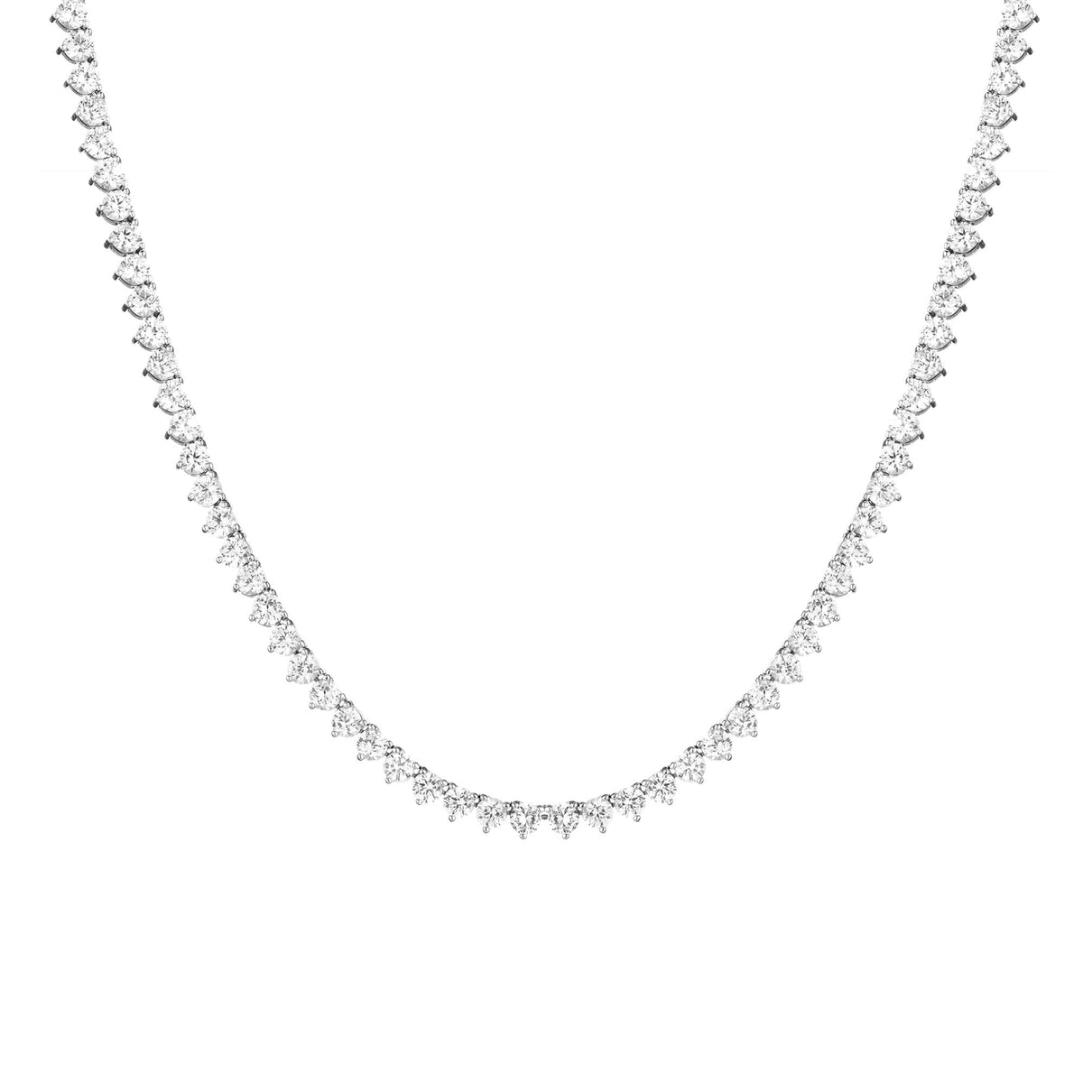 Lab Grown White Sapphire Three-Prong Tennis Necklace