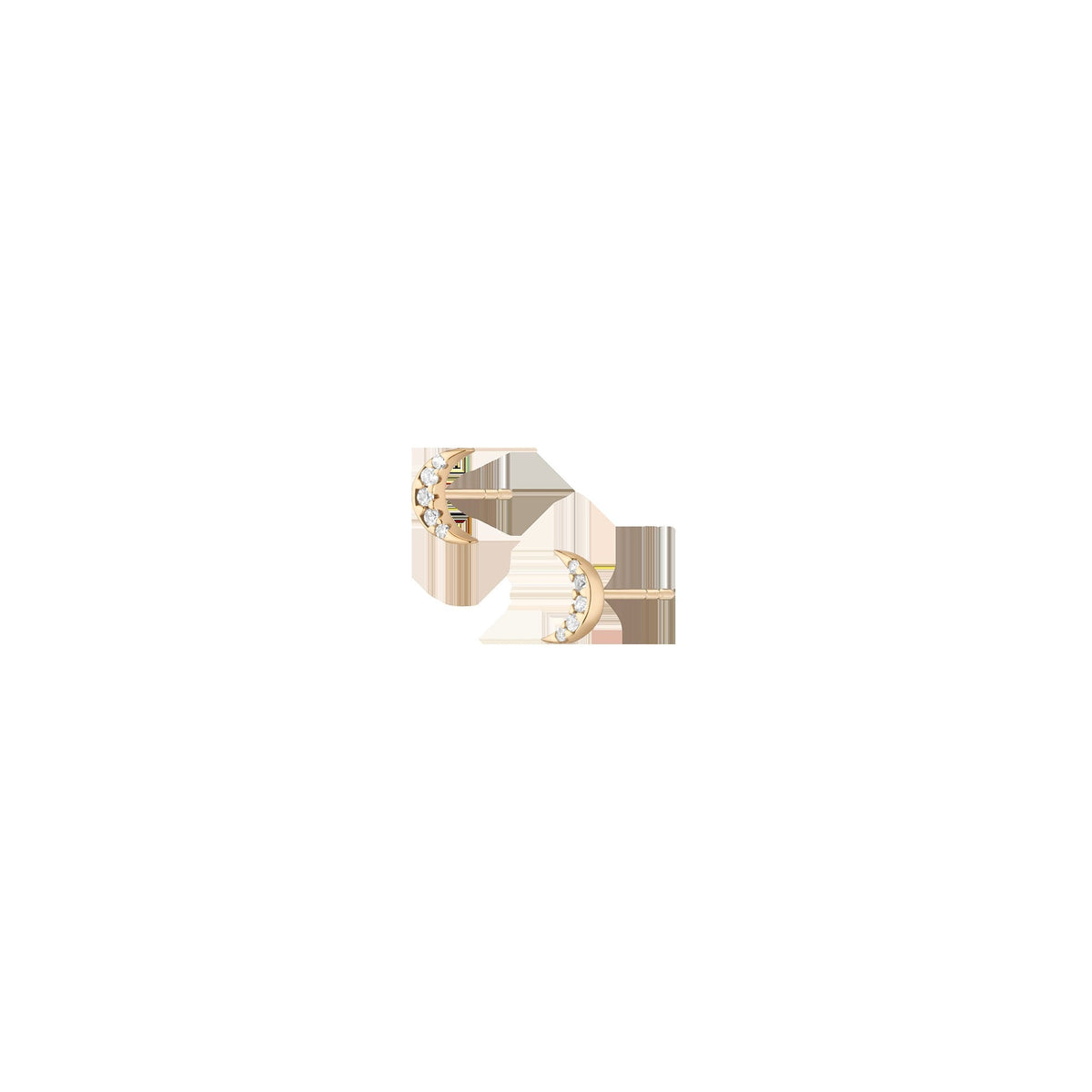 Lab Grown White Sapphire Moon Stud Earrings