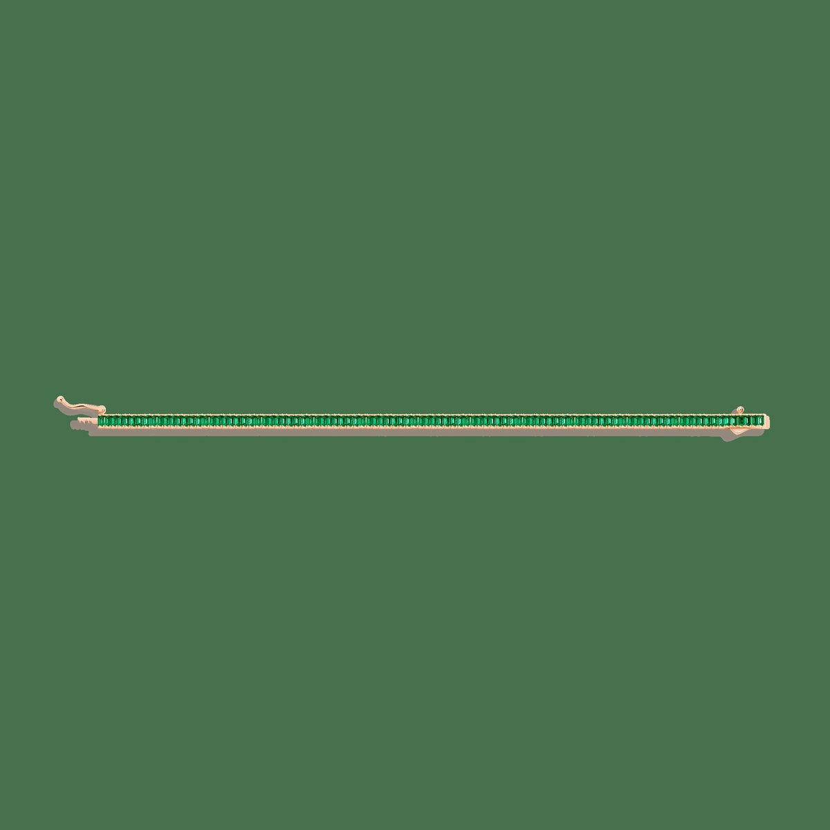 Lab Grown Green Emerald Baguette Tennis Bracelet