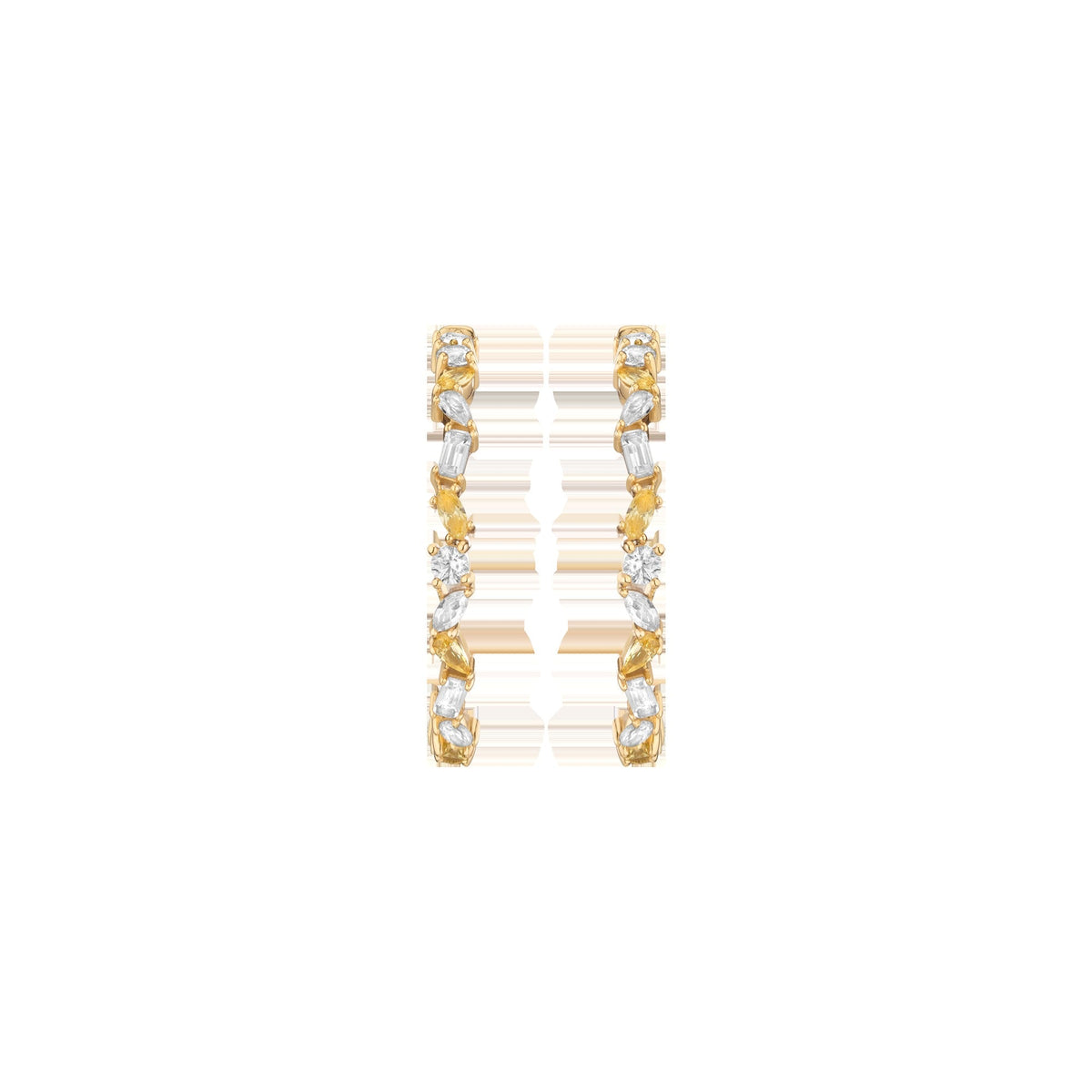Lab Grown White Sapphire and Canary Mixed Shape Hoop Earrings