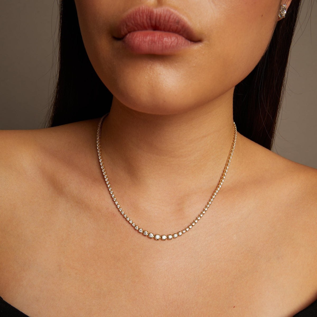 4ct Lab Grown Diamond Graduated Tennis Necklace