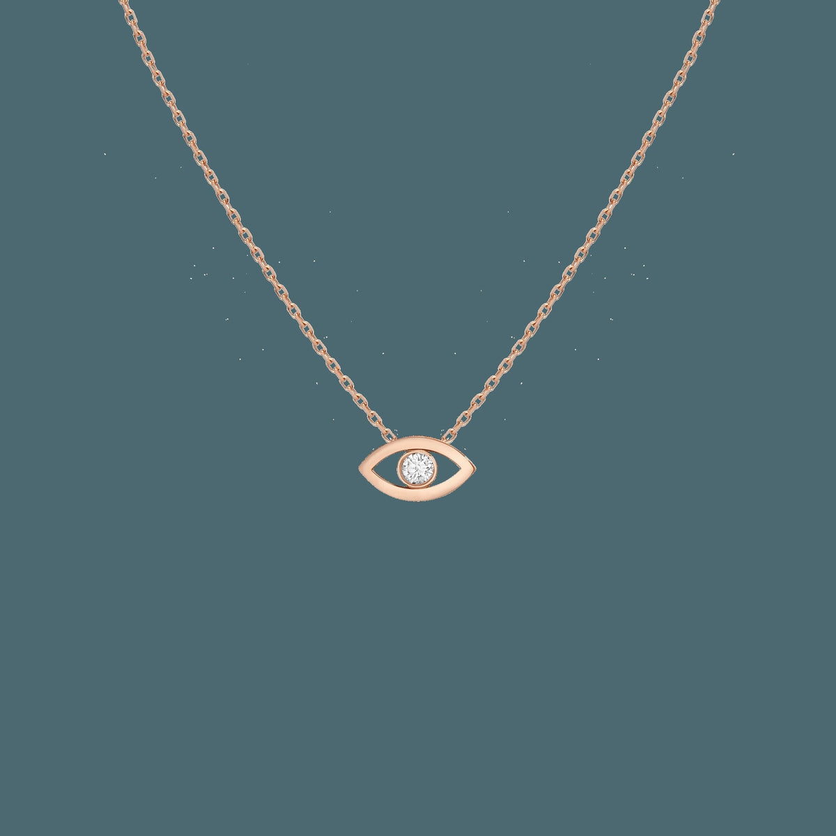 Diamond Bezel Evil Eye Necklace