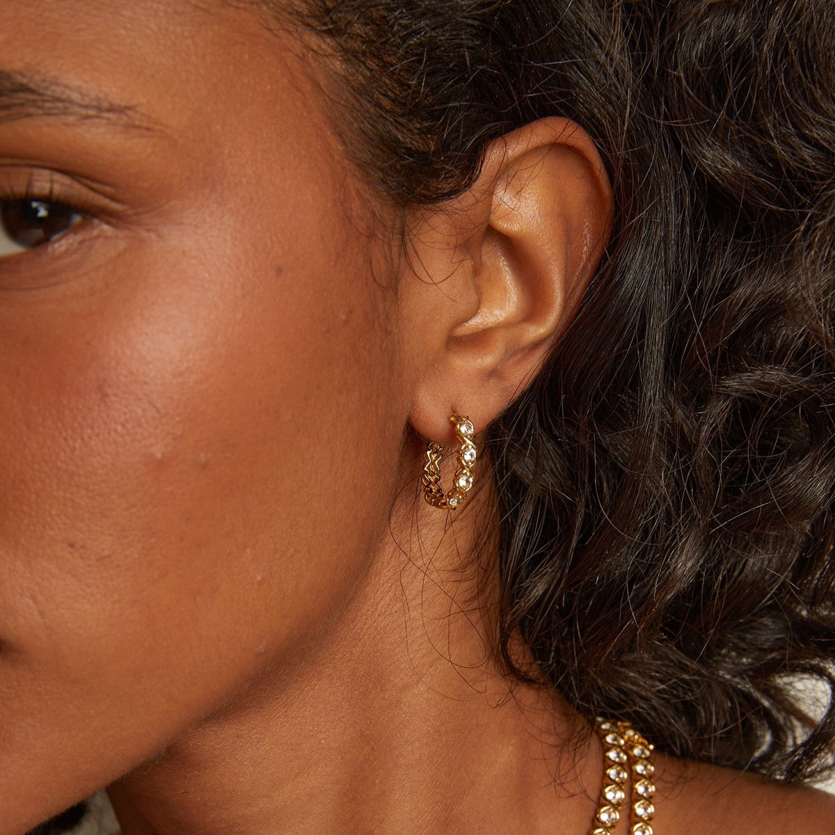 Lab Grown White Sapphire X Estate Hoop Earrings
