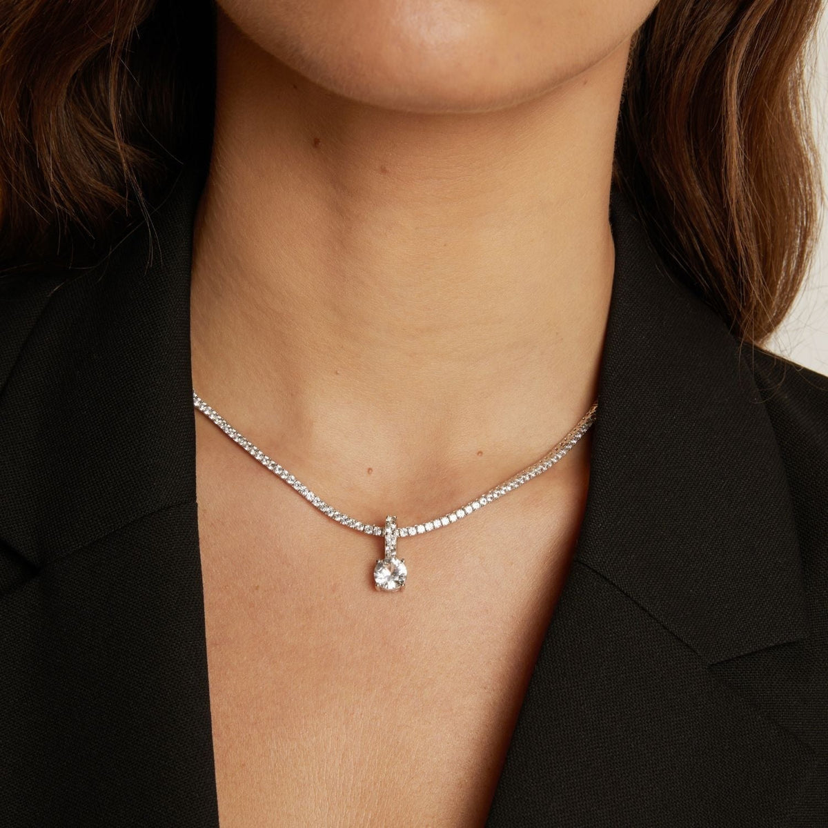 Round Cut Tennis Charm Pendant