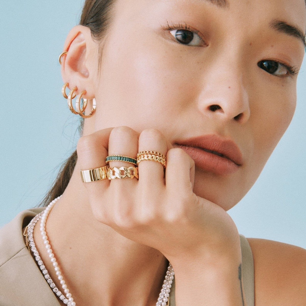 Lab Grown Green Emerald Baguette Eternity Ring