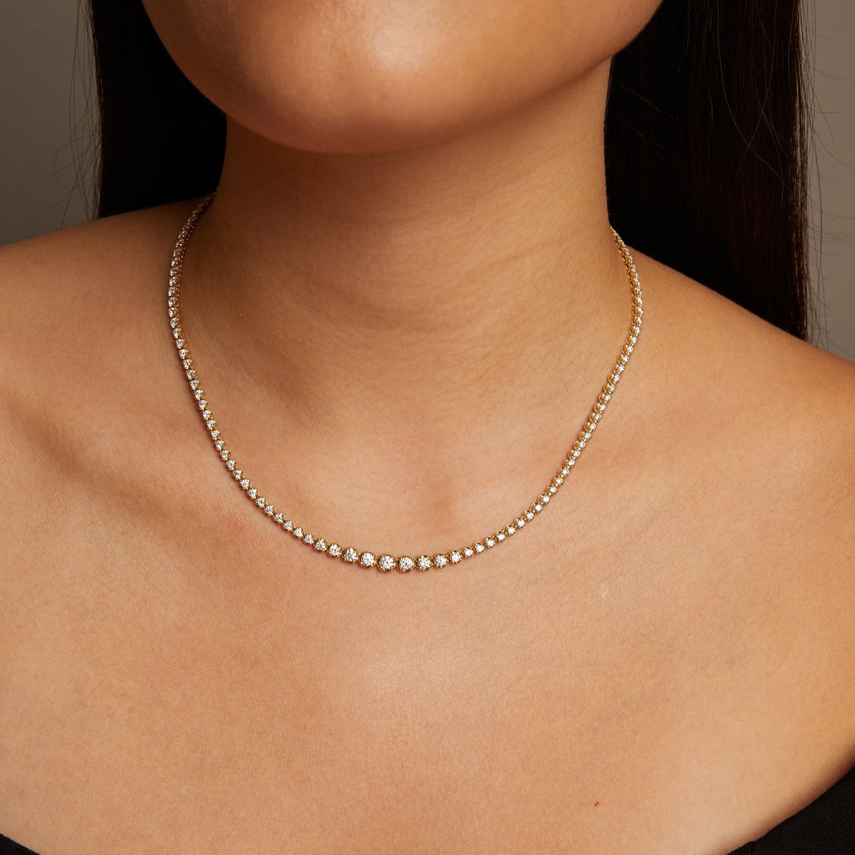 4ct Lab Grown Diamond Graduated Tennis Necklace