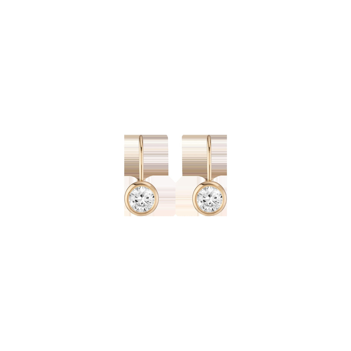 Round Lab Grown White Sapphire Bezel Drop Earrings