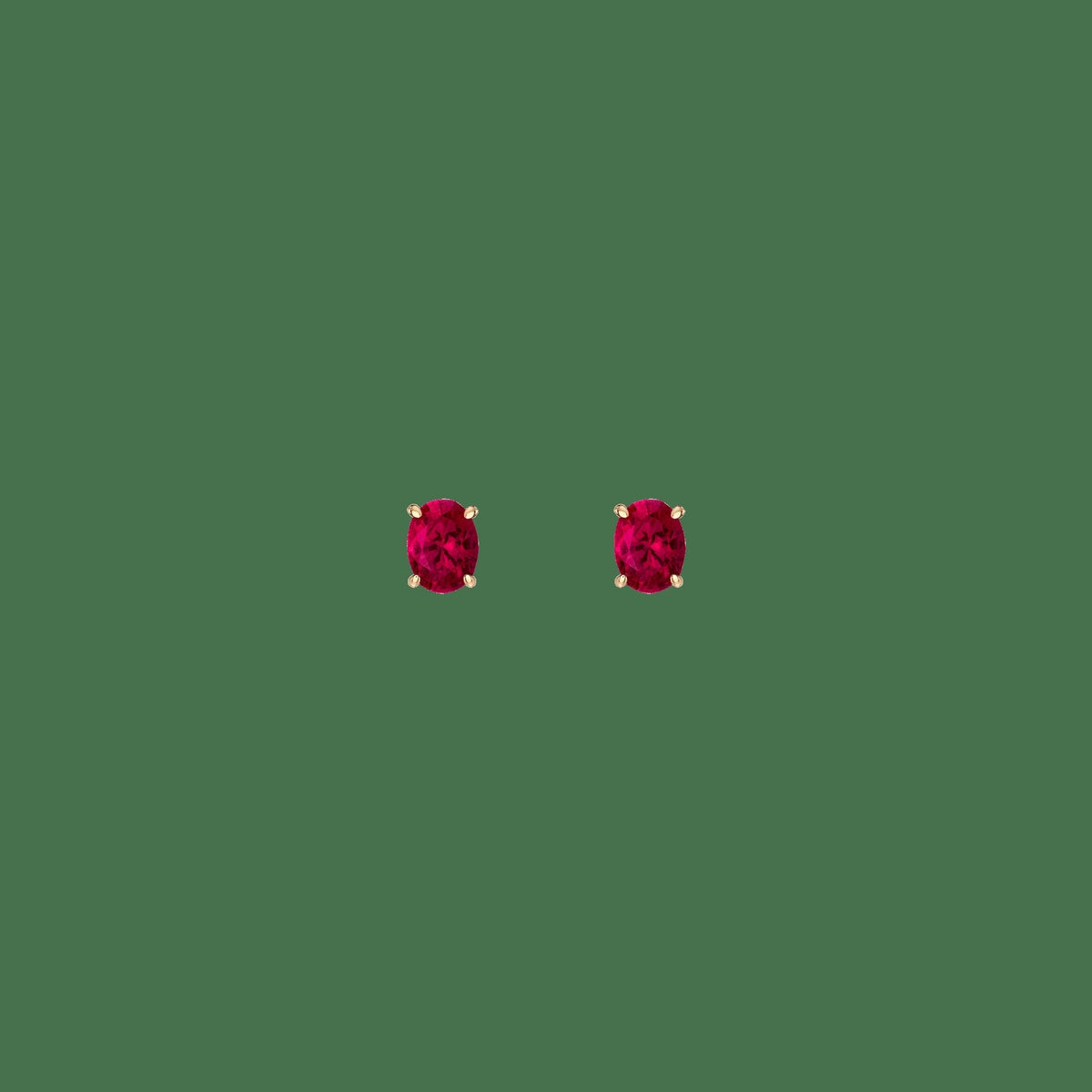Oval Gemstone Solitaire Stud Earrings