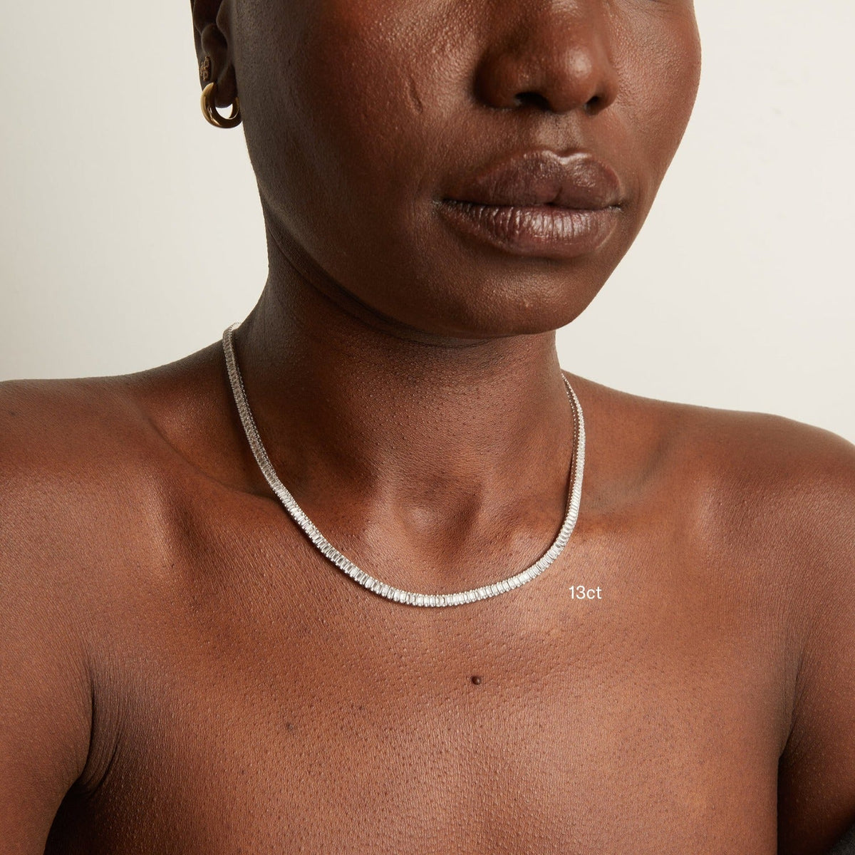 Lab Grown White Sapphire Baguette Tennis Necklace