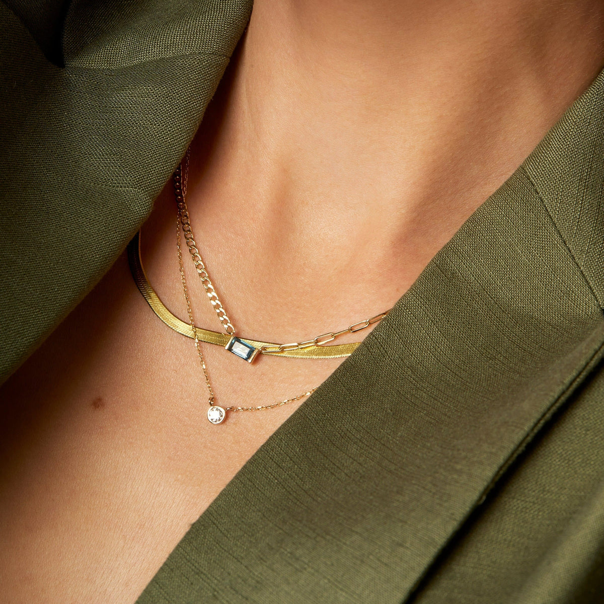Medium Diamond Bezel Necklace