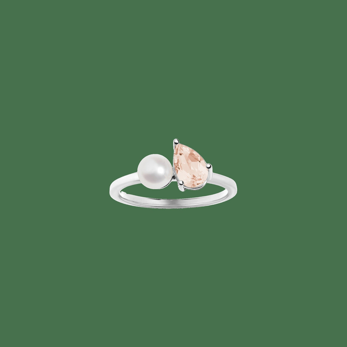 Pearl Toi et Moi Ring - Pink Morganite