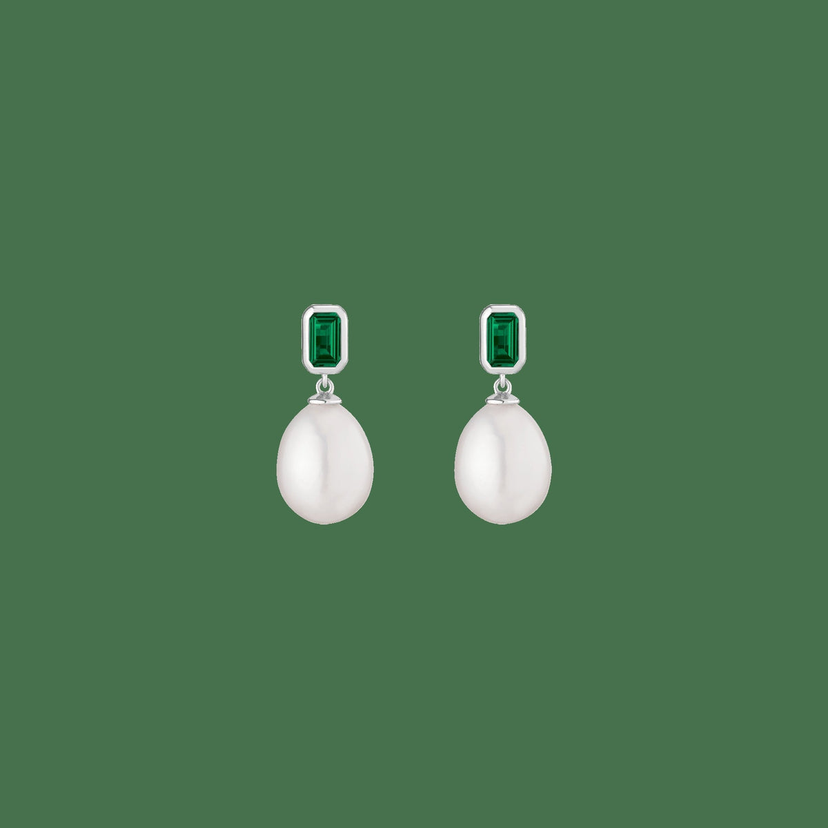 Lab Grown Emerald Heirloom Pearl Drop Earrings