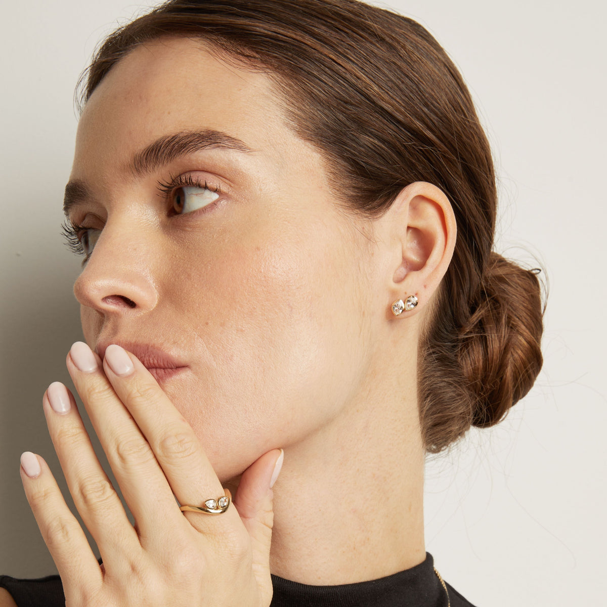 Georgian Toi et Moi Stud Earrings