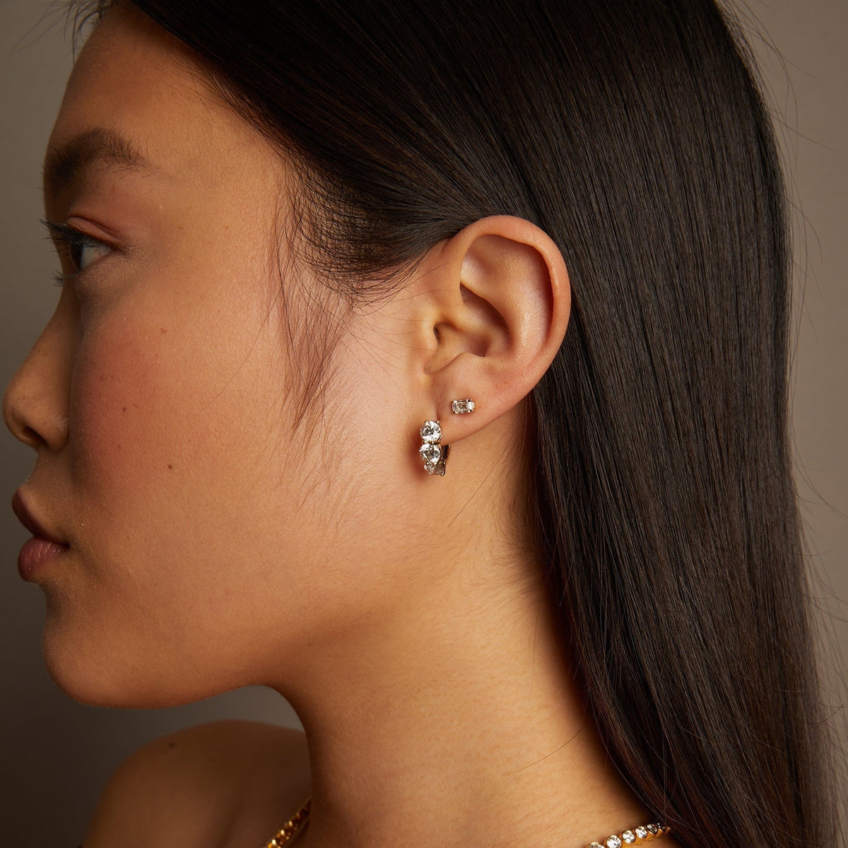 Round Lab Grown Diamond Huggie Earrings