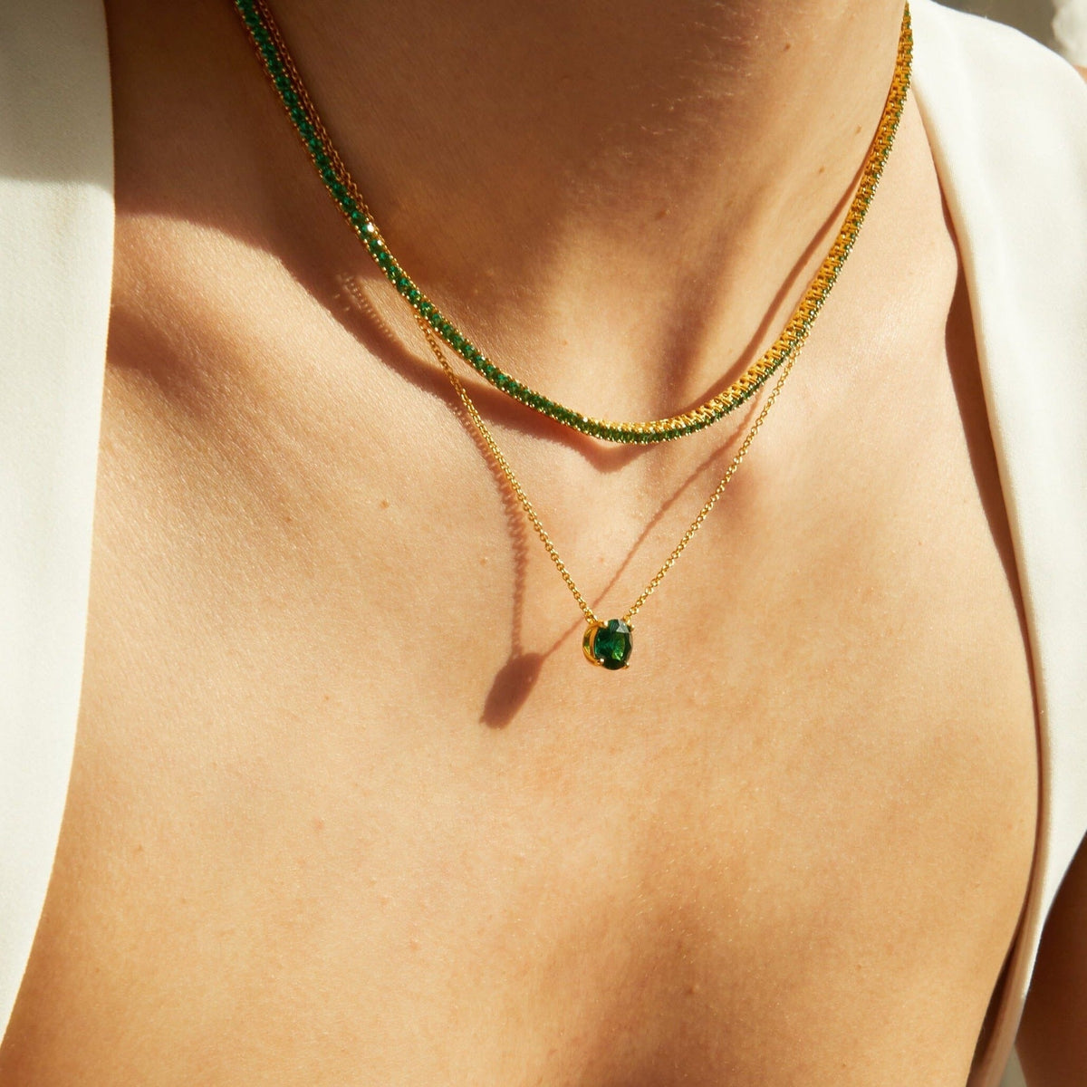 Round Gemstone Solitaire Necklace