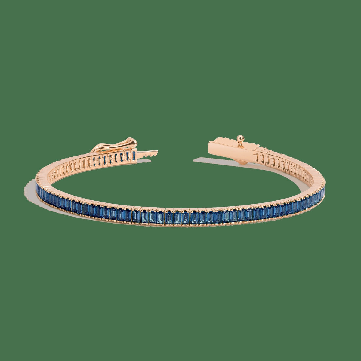 Lab Grown Blue Sapphire Baguette Tennis Bracelet