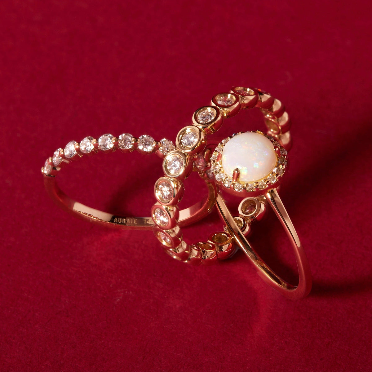 Half-Studded Prong Diamond Gold Band