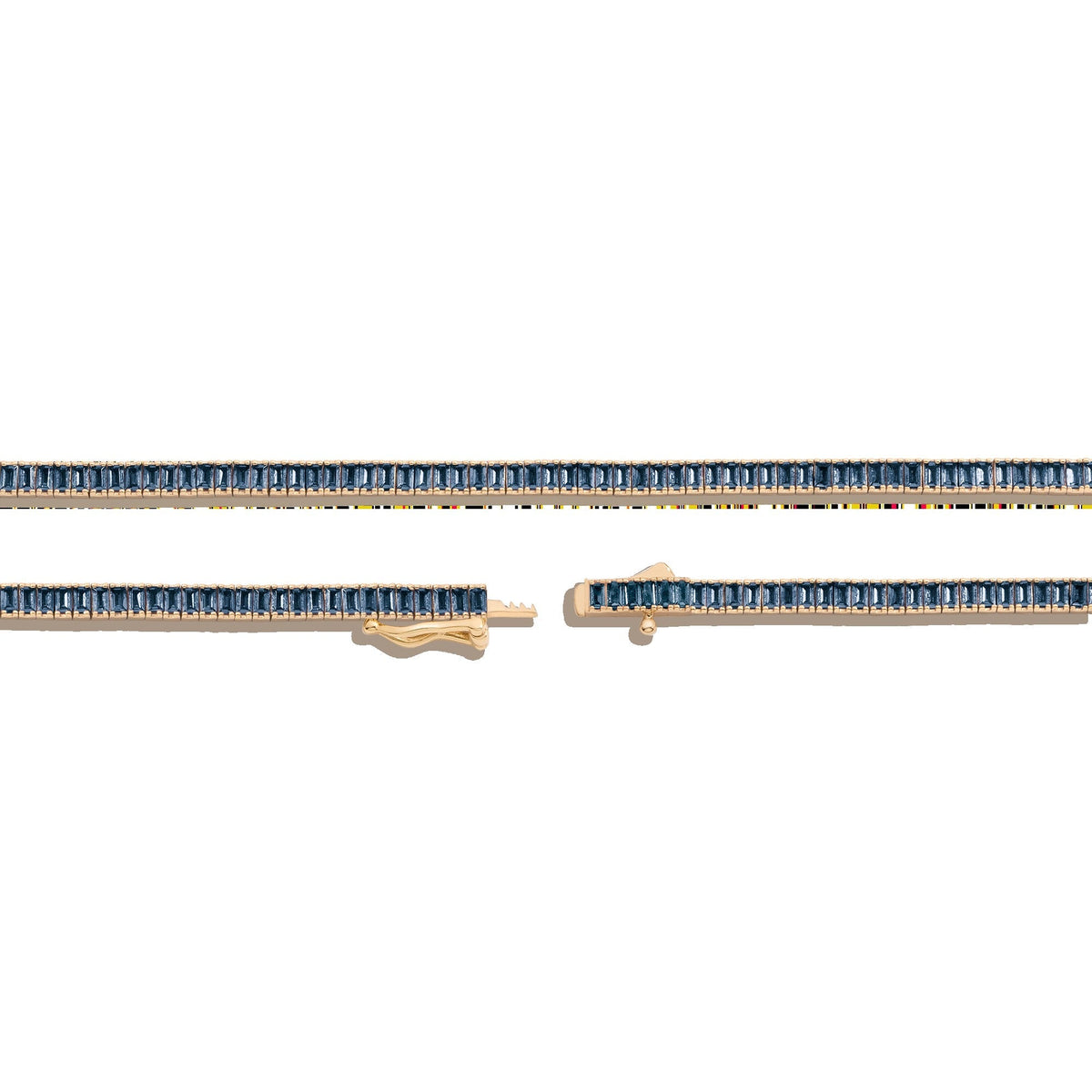 Lab Grown Blue Sapphire Baguette Tennis Necklace