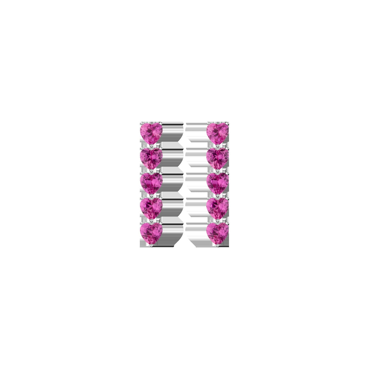 Lab Grown Pink Sapphire Heart Tennis Earrings