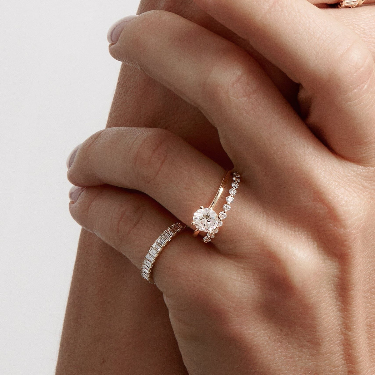 Half-Studded Prong Diamond Gold Band