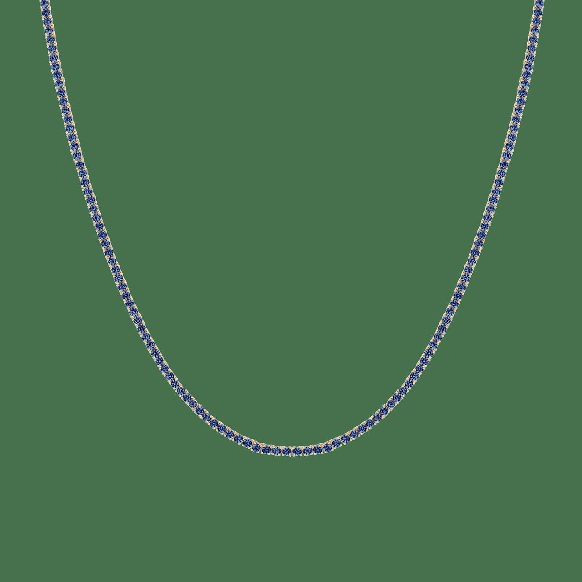 Lab Grown Blue Sapphire Tennis Necklace