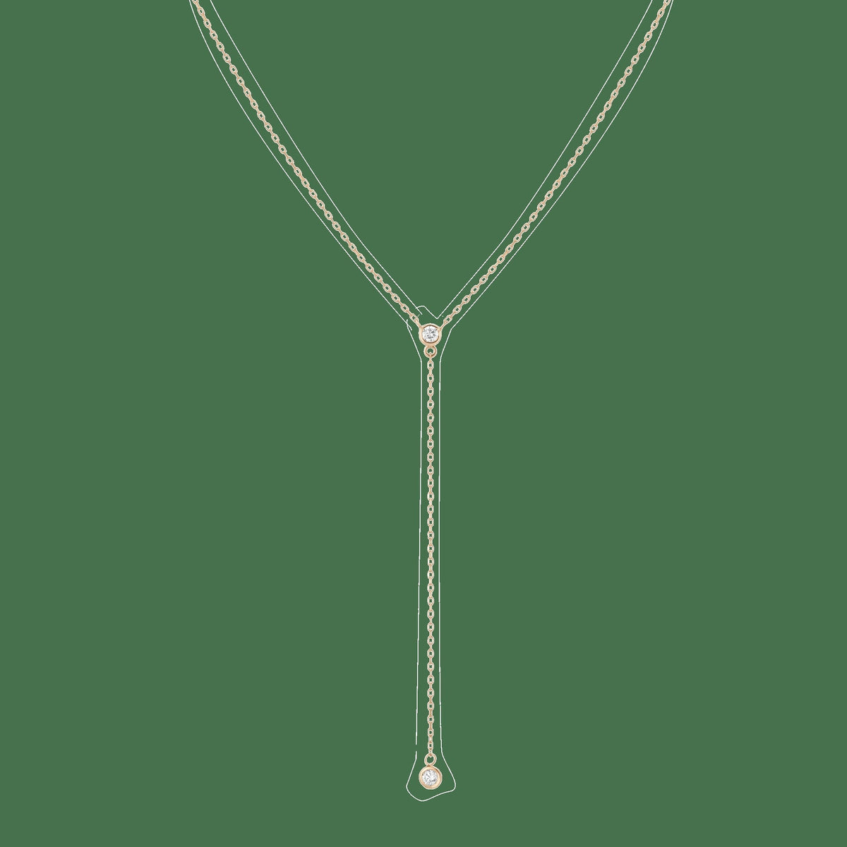 Diamond Bezel Lariat Necklace