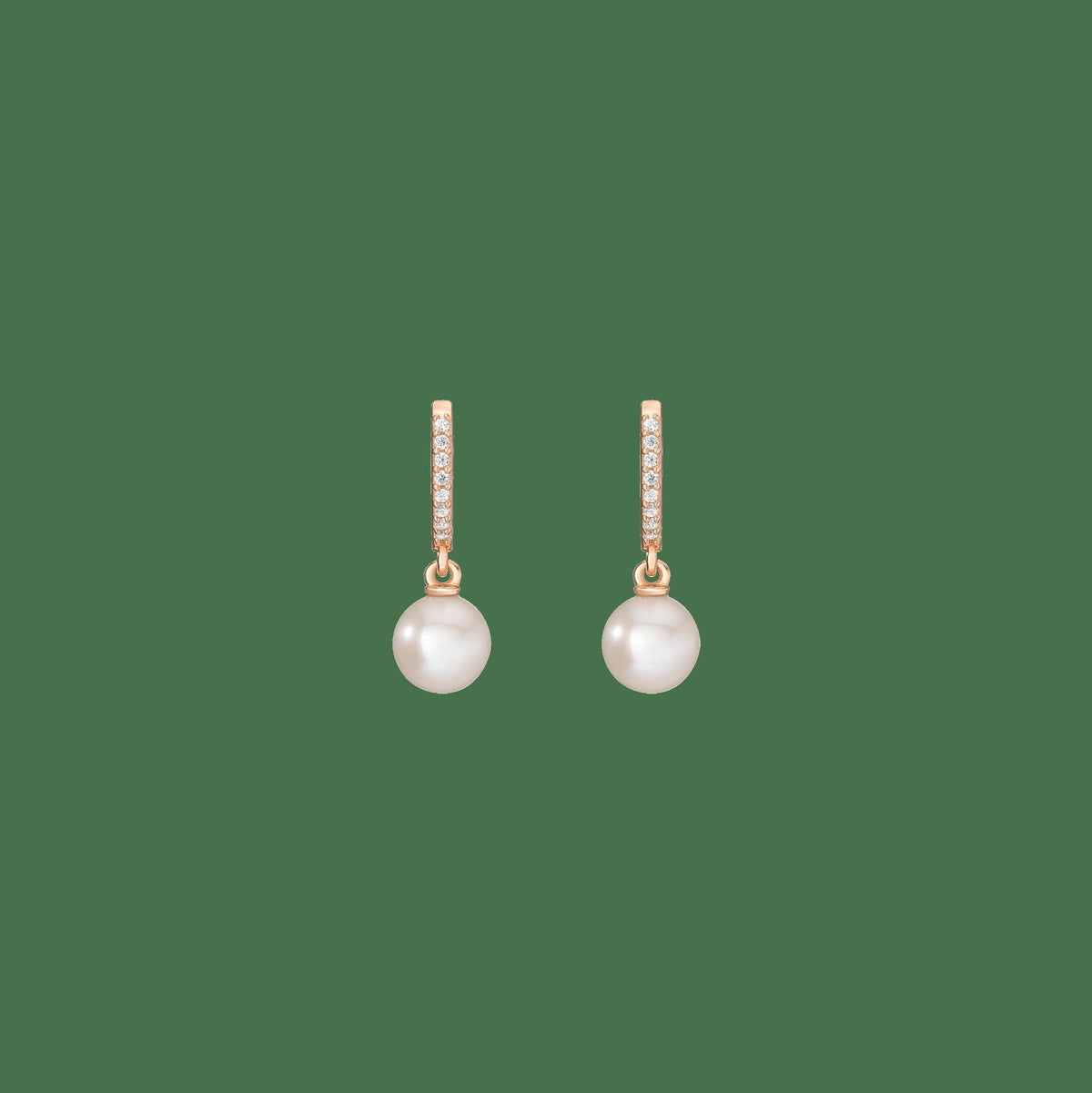 Diamond Pearl Huggie Earrings