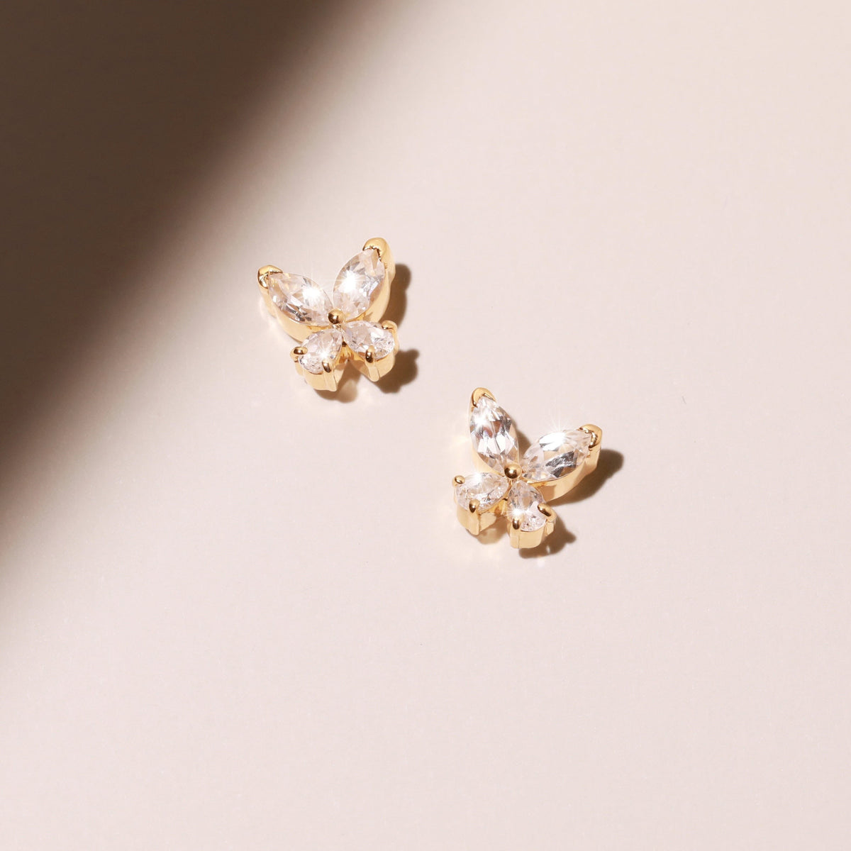 Lab Grown White Sapphire Butterfly Earrings