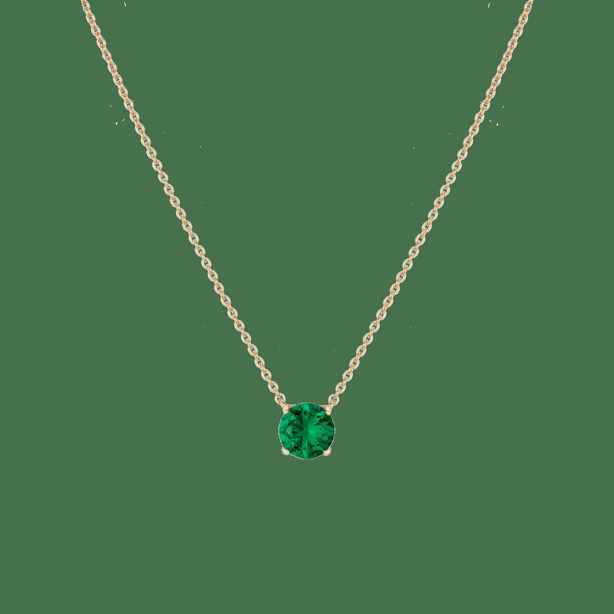 Round Gemstone Solitaire Necklace