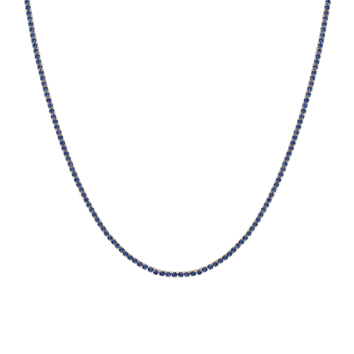 Lab Grown Blue Sapphire Tennis Necklace