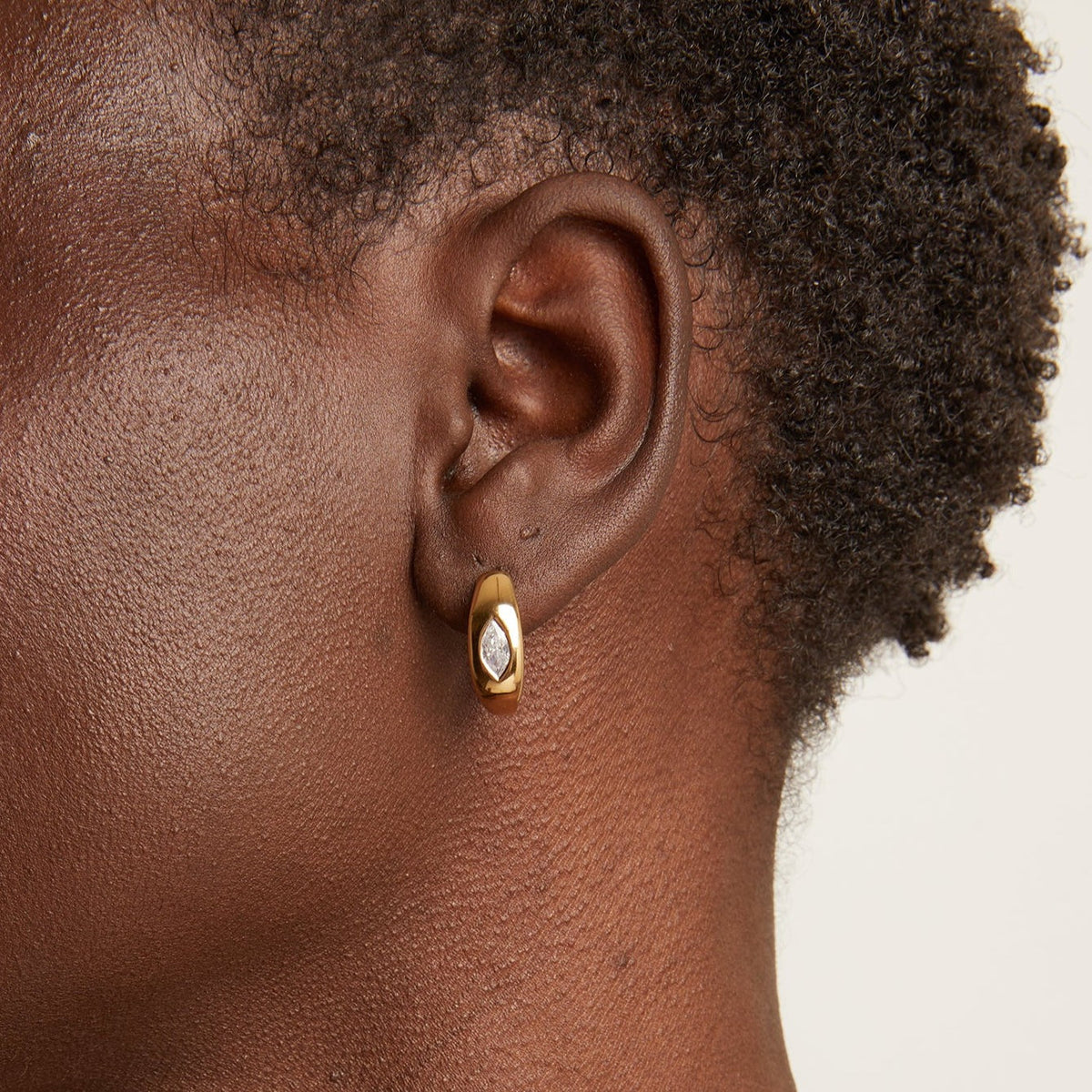 Chunky Lab Grown Diamond Marquise Huggie Earrings