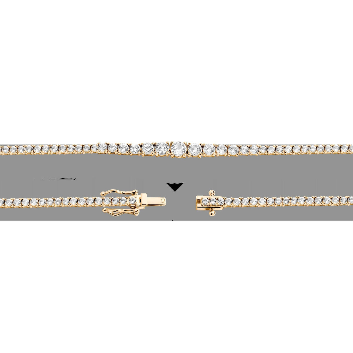 Lab Grown White Sapphire Graduated Modern Tennis Necklace