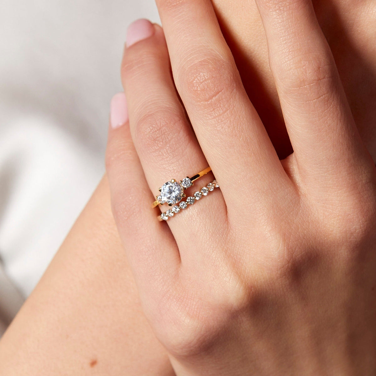 Half-Studded Prong Diamond Gold Band
