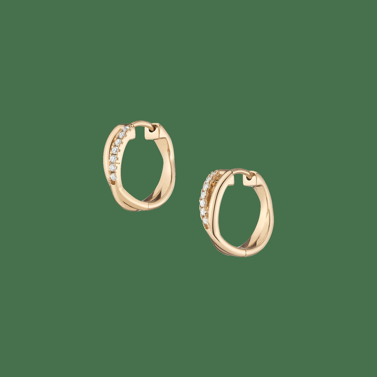 Diamond Crossover Huggie Earrings