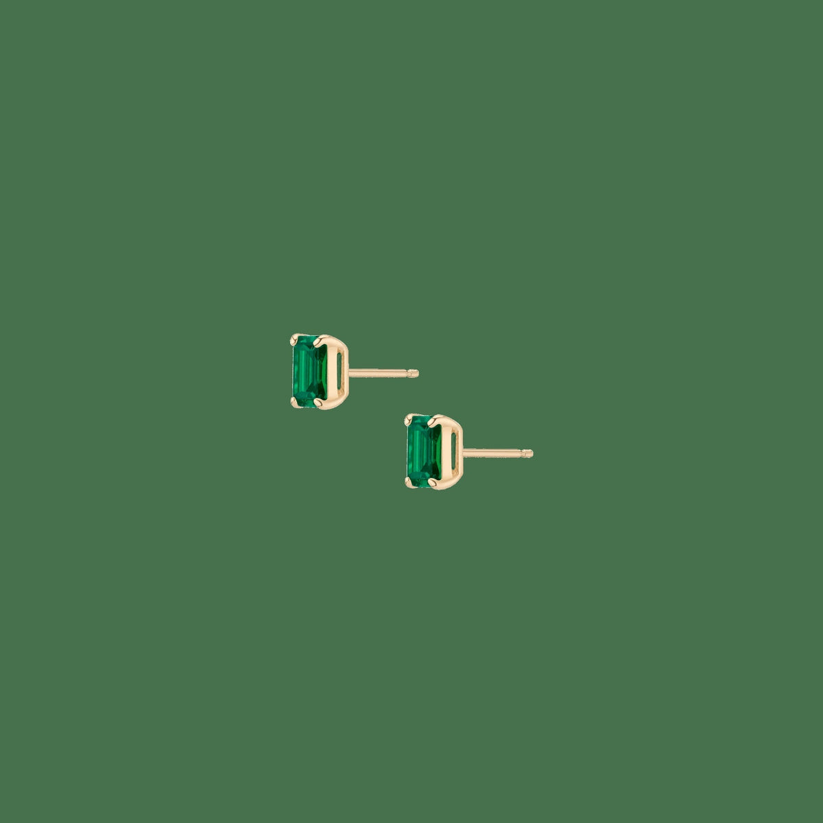 Emerald Gemstone Solitaire Stud Earrings