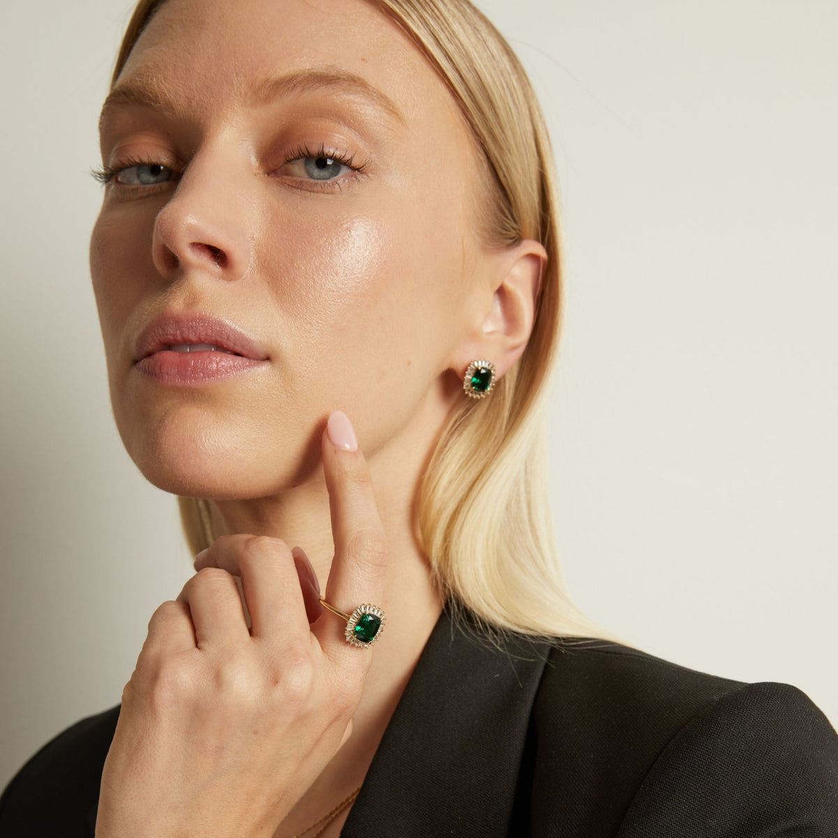 Lab Grown Green Emerald Alexandra Earrings