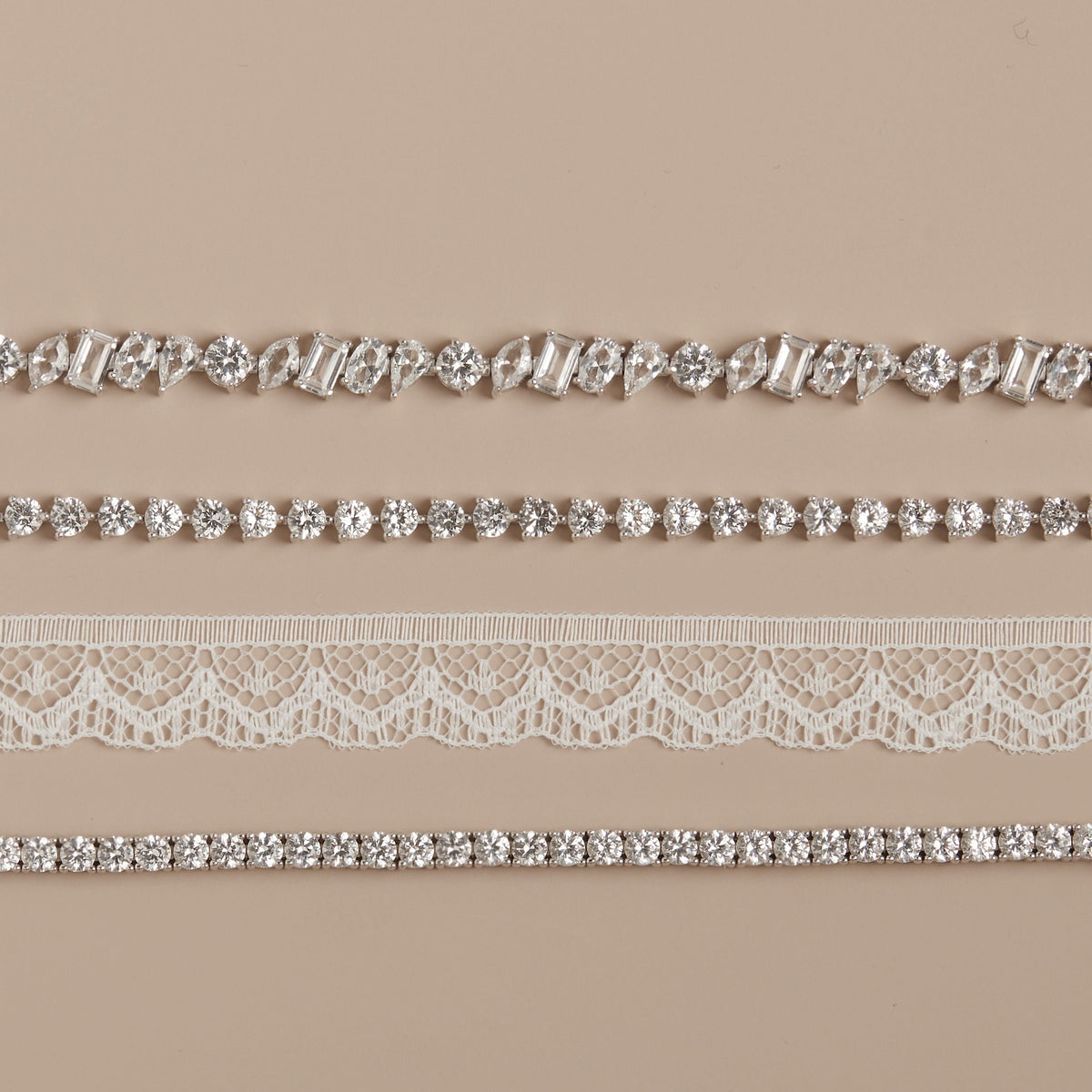 Lab Grown White Sapphire Mixed Shape Tennis Necklace