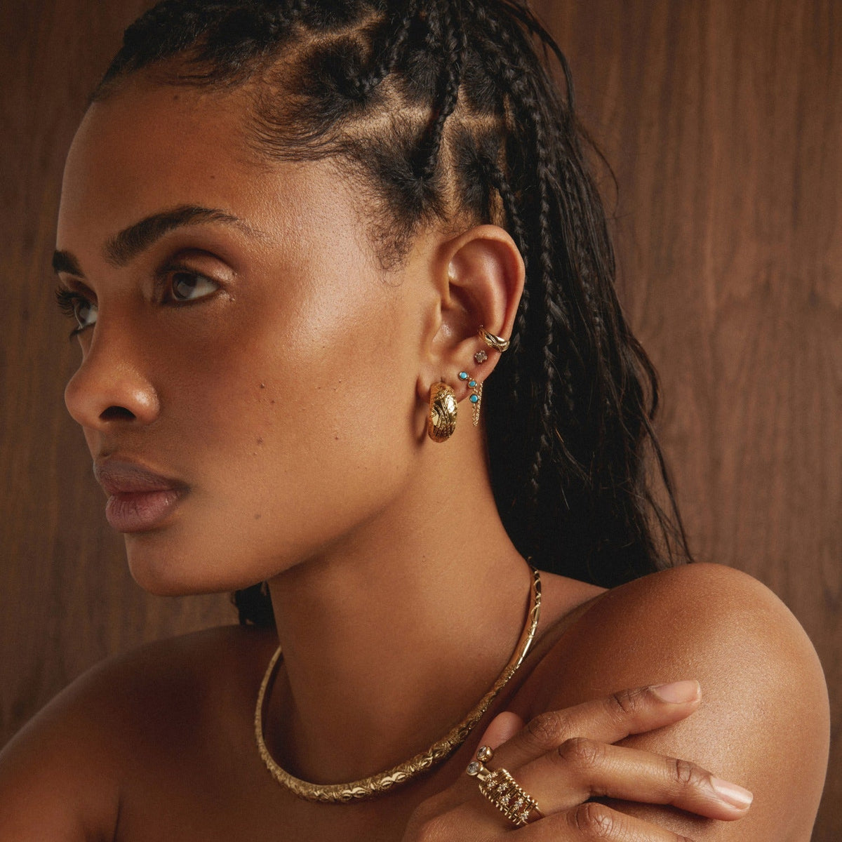 Aurate x Frye: Western Stitch Hoop Earrings