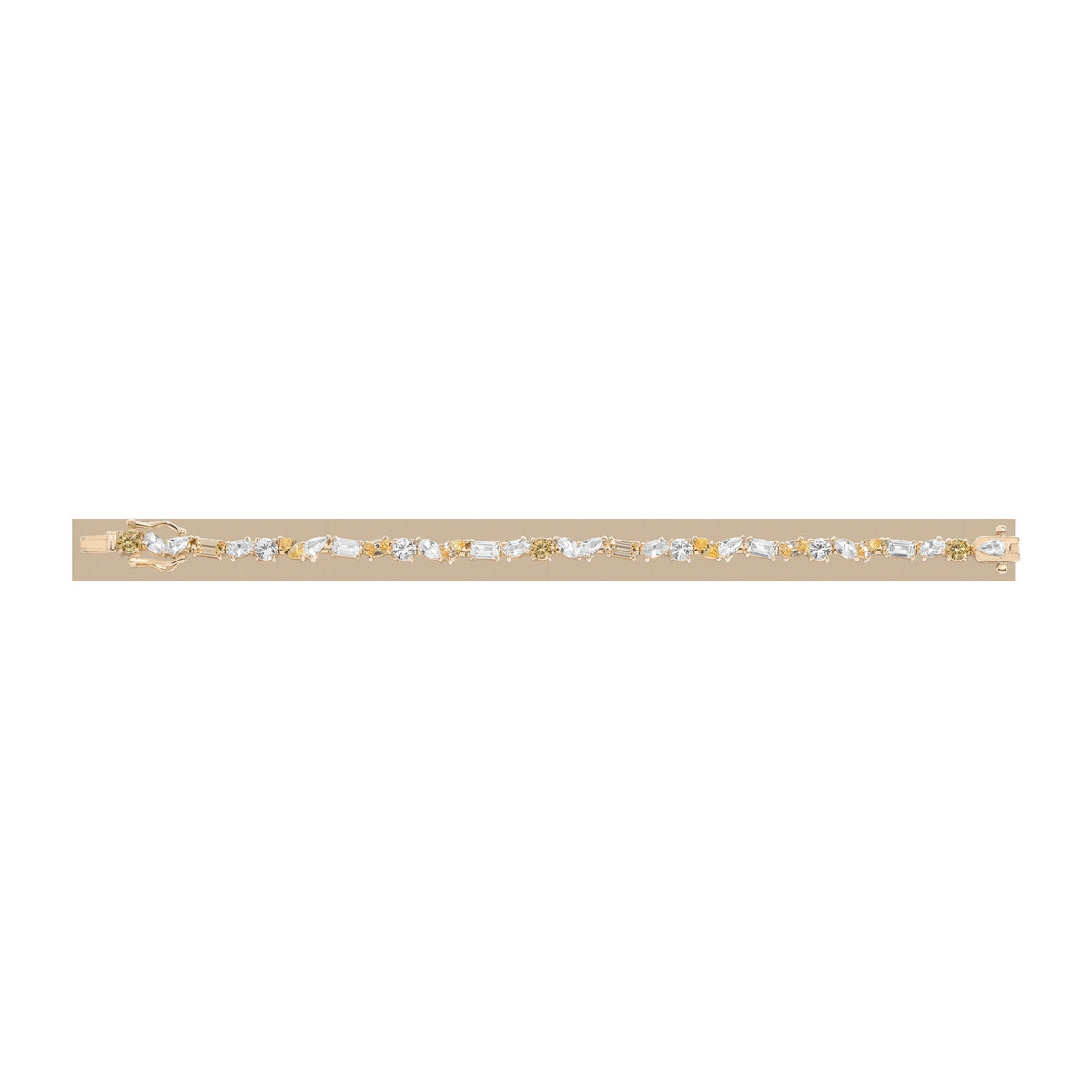 Lab Grown White Sapphire and Canary Mixed Shape Tennis Bracelet