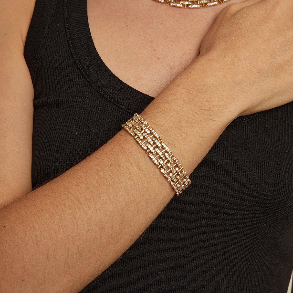 Lab Grown White Sapphire Panther Chain Link Bracelet