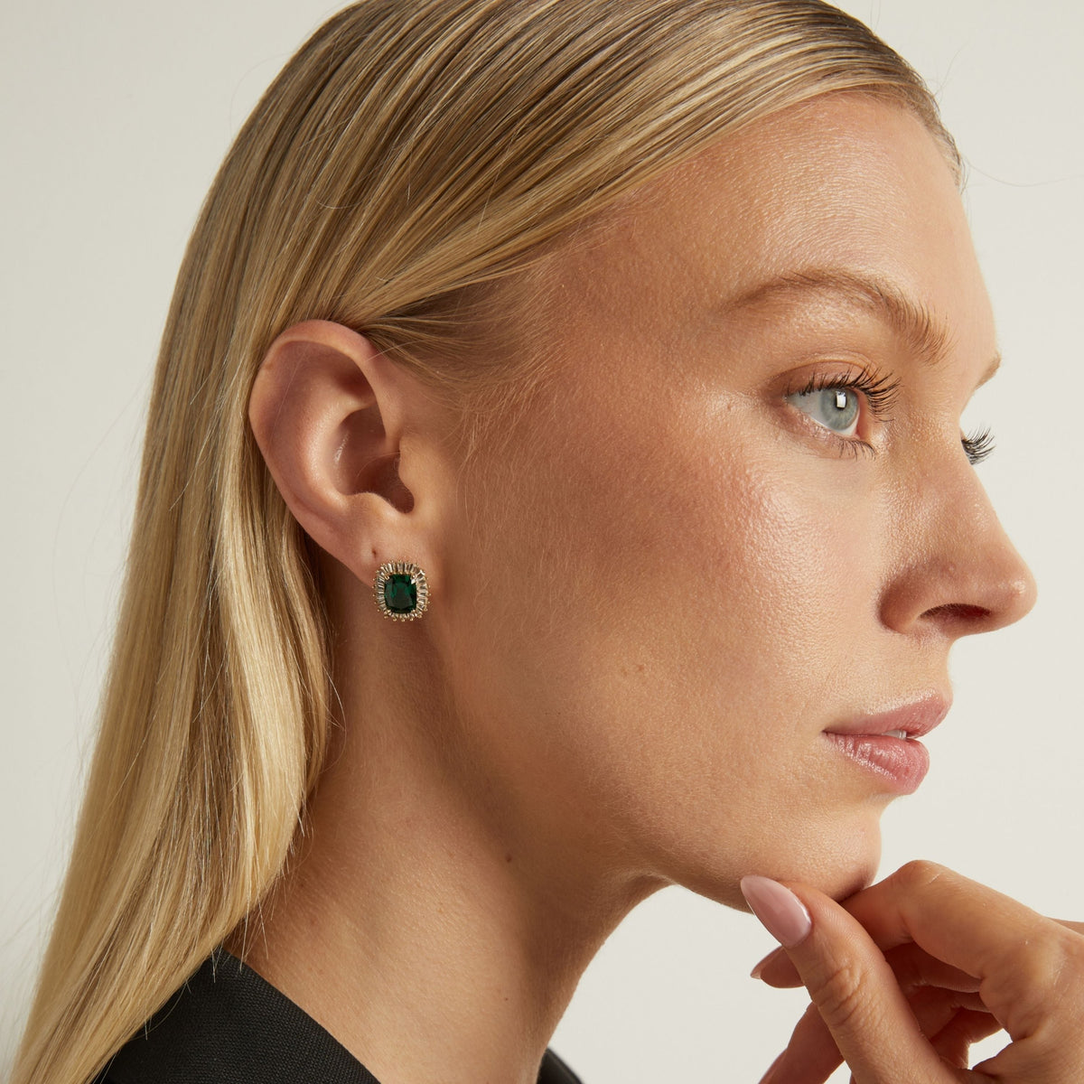 Lab Grown Green Emerald Alexandra Earrings