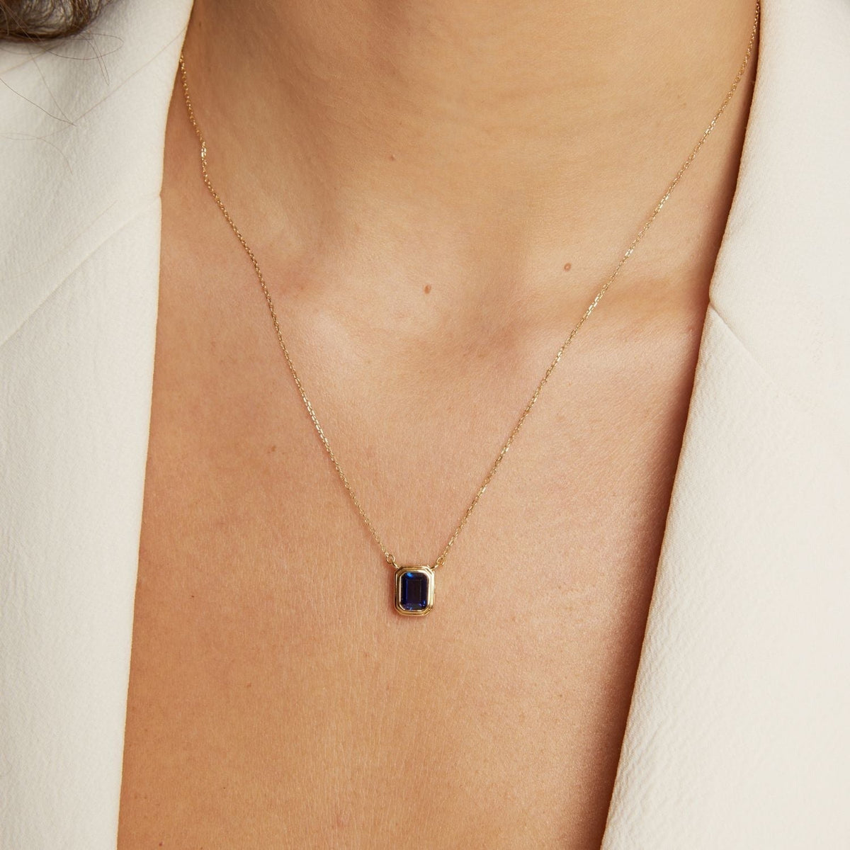 Lab Grown Blue Sapphire Heirloom Necklace