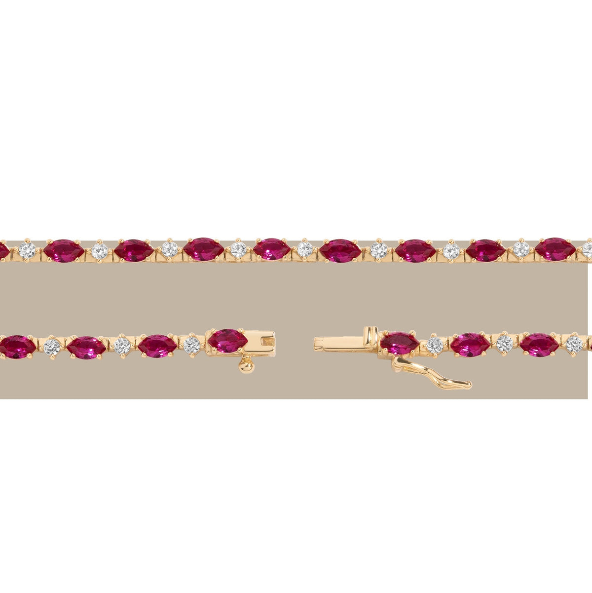 Aurate x Marilyn Monroe: Lab Grown Red Marquise Tennis Necklace