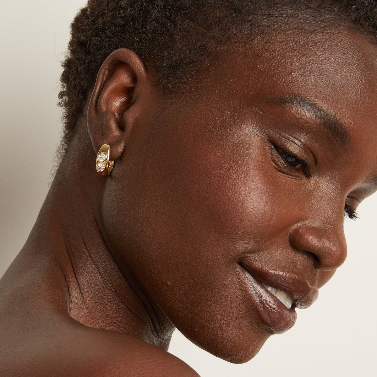 Chunky Double Lab Grown Diamond Pear Huggie Earrings